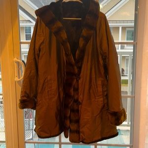 Women’s faux fur reversible raincoat - never worn